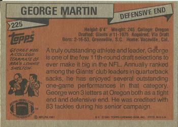1981 Topps #225 George Martin Back