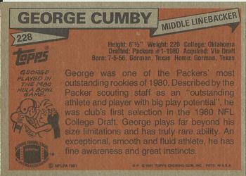 1981 Topps #228 George Cumby Back