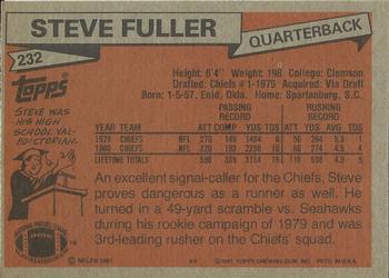 1981 Topps #232 Steve Fuller Back