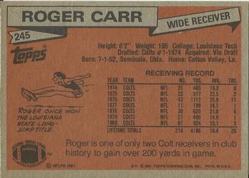 1981 Topps #245 Roger Carr Back