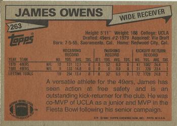 1981 Topps #263 James Owens Back