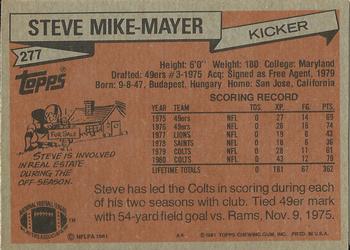 1981 Topps #277 Steve Mike-Mayer Back