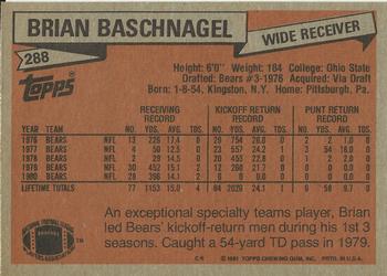 1981 Topps #288 Brian Baschnagel Back