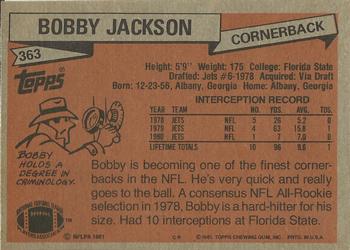 1981 Topps #363 Bobby Jackson Back