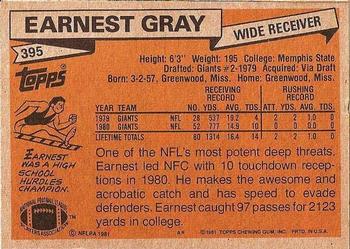 1981 Topps #395 Earnest Gray Back