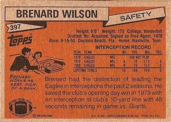 1981 Topps #397 Brenard Wilson Back