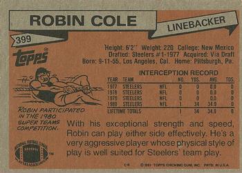 1981 Topps #399 Robin Cole Back