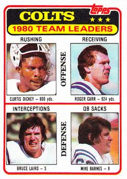 1981 Topps #411 Curtis Dickey / Roger Carr / Bruce Laird / Mike Barnes Front