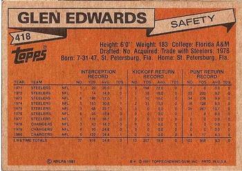 1981 Topps #418 Glen Edwards Back