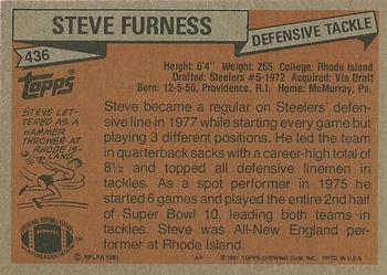 1981 Topps #436 Steve Furness Back