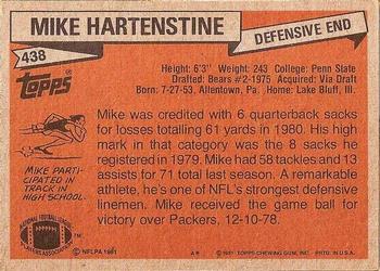 1981 Topps #438 Mike Hartenstine Back
