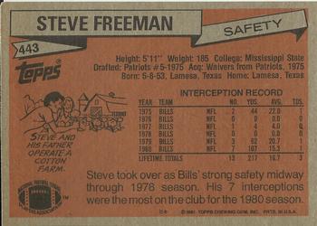1981 Topps #443 Steve Freeman Back