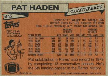 1981 Topps #445 Pat Haden Back