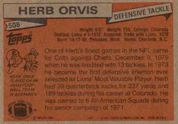 1981 Topps #508 Herb Orvis Back