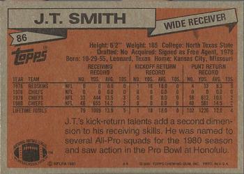 1981 Topps #86 J.T. Smith Back