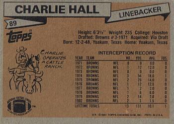 1981 Topps #89 Charlie Hall Back