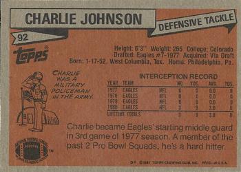1981 Topps #92 Charlie Johnson Back
