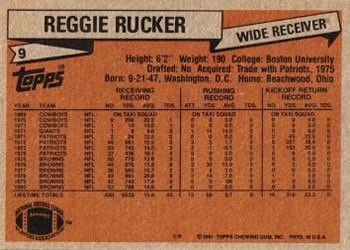 1981 Topps #9 Reggie Rucker Back