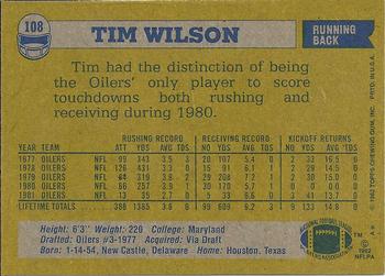 1982 Topps #108 Tim Wilson Back