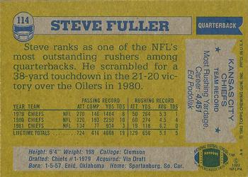 1982 Topps #114 Steve Fuller Back