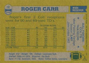 1982 Topps #12 Roger Carr Back
