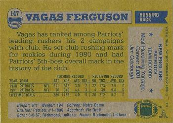 1982 Topps #147 Vagas Ferguson Back