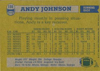 1982 Topps #155 Andy Johnson Back