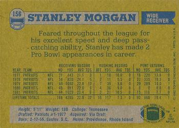 1982 Topps #156 Stanley Morgan Back