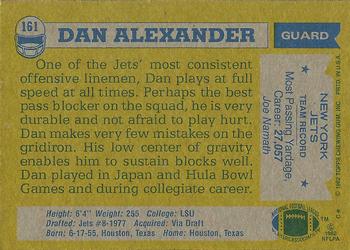 1982 Topps Football #161 Dan Alexander RC Rookie Card New York Jets 