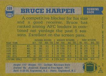 1982 Topps #169 Bruce Harper Back