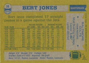 1982 Topps #16 Bert Jones Back