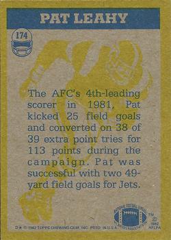 1982 Topps #174 Pat Leahy Back