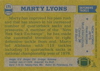 1982 Topps #175 Marty Lyons Back