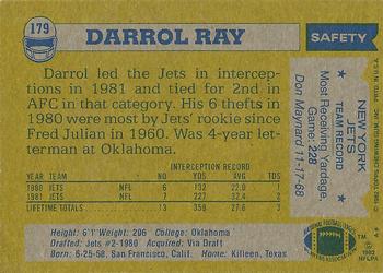 1982 Topps #179 Darrol Ray Back