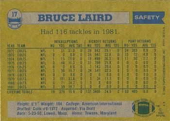 1982 Topps #17 Bruce Laird Back
