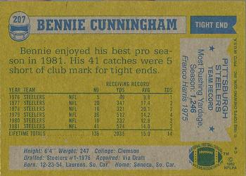 1982 Topps #207 Bennie Cunningham Back