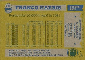 1982 Topps #211 Franco Harris Back