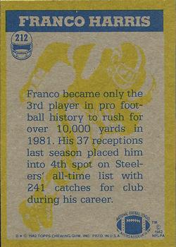 1982 Topps #212 Franco Harris Back