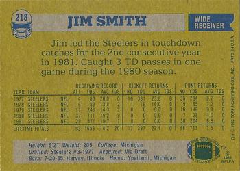 1982 Topps #218 Jim Smith Back