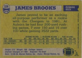 1982 Topps #226 James Brooks Back