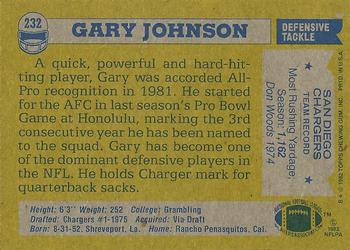 1982 Topps #232 Gary Johnson Back