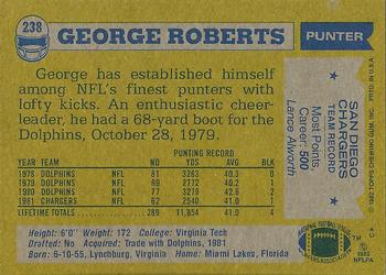1982 Topps #238 George Roberts Back