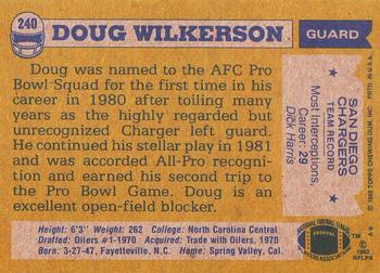 1982 Topps #240 Doug Wilkerson Back