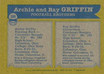 1982 Topps #266 Archie Griffin / Ray Griffin Back