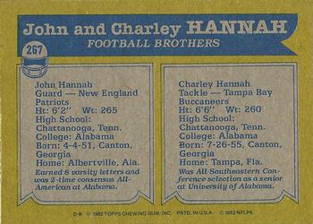 1982 Topps #267 John Hannah / Charley Hannah Back