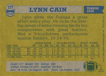 1982 Topps #277 Lynn Cain Back