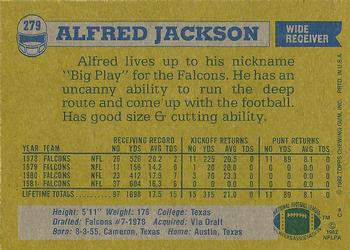 1982 Topps #279 Alfred Jackson Back