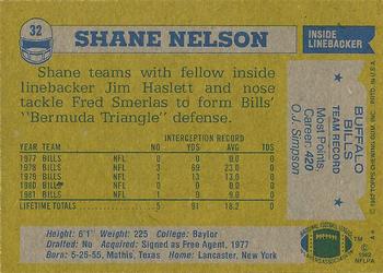 1982 Topps #32 Shane Nelson Back