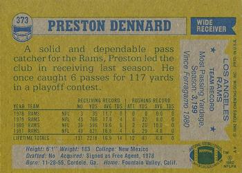 1982 Topps #373 Preston Dennard Back