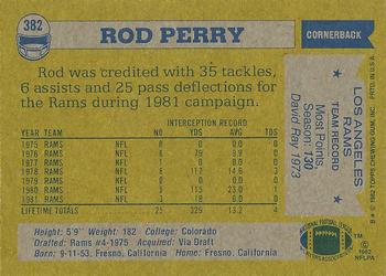 1982 Topps #382 Rod Perry Back